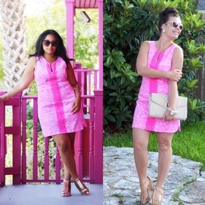 Lilly Pulitzer HOT PINK Floral Mini Shift Dress SZ 10 Lilly Target See You Later